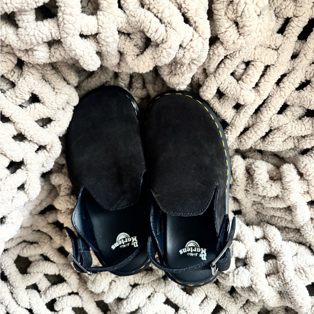 Dr. Martens Black Zebzag Slingback Suede Slip-Ons Mules - Picture 6 of 7